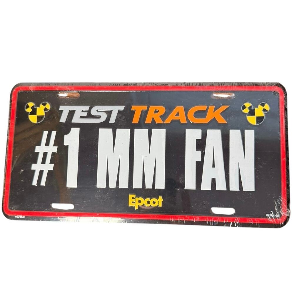 VTG Disney World Epcot Test Track #1 MM FAN Metal License Plate New Sealed